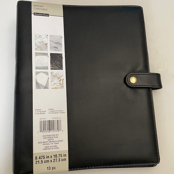 (6x)Recollections 6 Ring Binder w/ 12 Monthly Tab Dividers 8.5" x 10.75” - Black - Picture 1 of 3